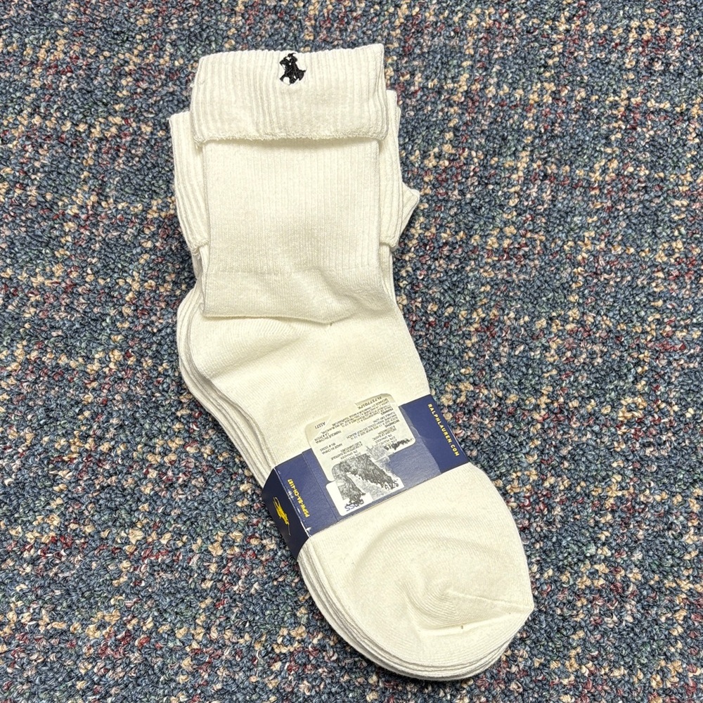 New Polo Ralph Lauren 6 pairs of white socks with multicolored logos - Picture 2 of 7